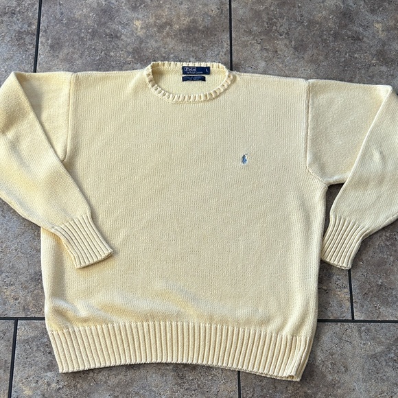 Polo by Ralph Lauren Men's Light Yellow Crewneck Sweater
